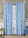 Romee Blue & Off White Leafy Patterned Set of 2 Door Curtains