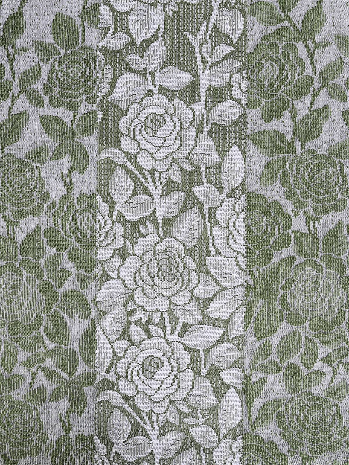 Romee Green & Silver Floral Patterned Set of 2 Door Curtains