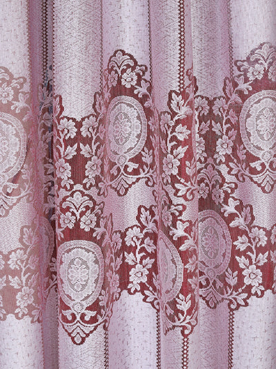 Romee Maroon & Silver Floral Patterned Set of 2 Door Curtains
