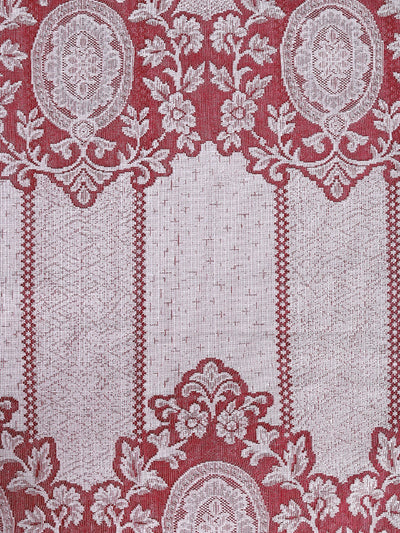 Romee Maroon & Silver Floral Patterned Set of 2 Door Curtains