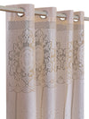 Romee Beige & Silver Floral Patterned Set of 2 Door Curtains