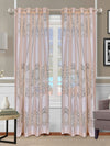 Romee Beige & Silver Floral Patterned Set of 2 Door Curtains