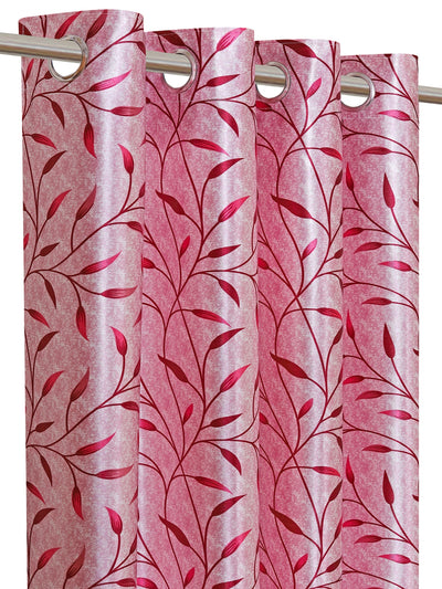 Romee Pink Leafy Patterned Set of 2 Door Curtains
