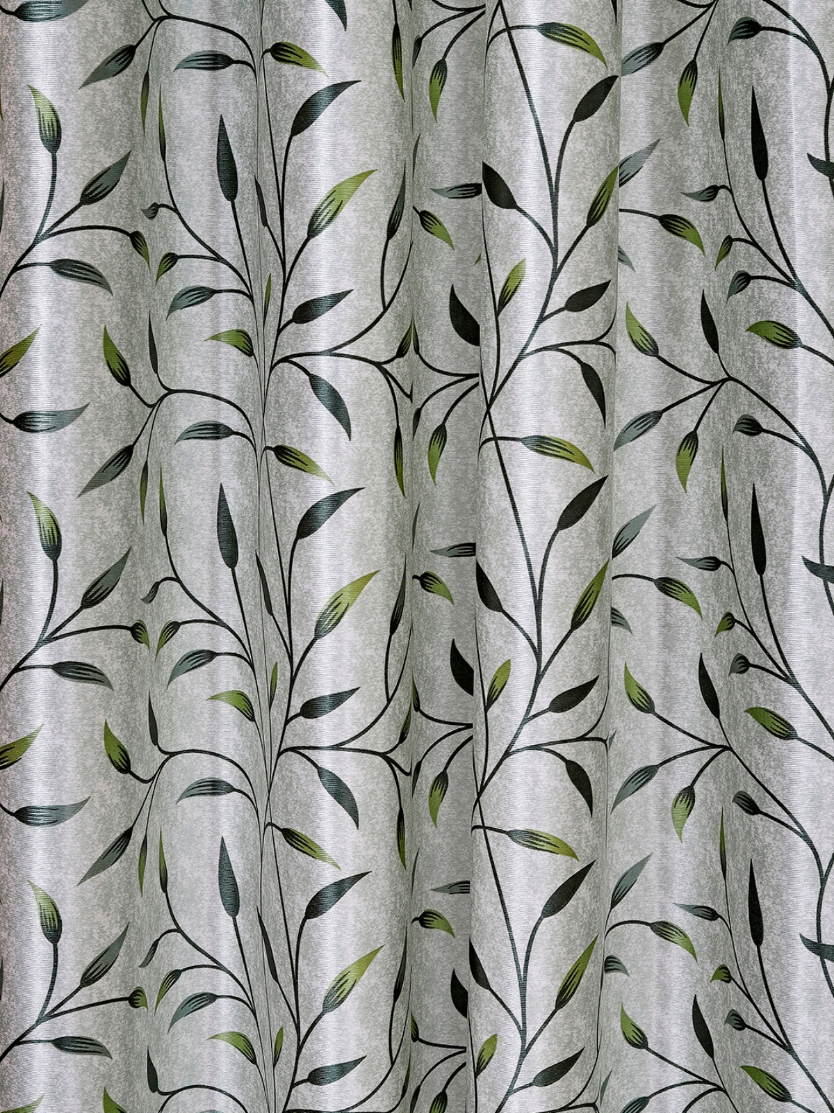 Romee Green Leafy Patterned Set of 2 Door Curtains