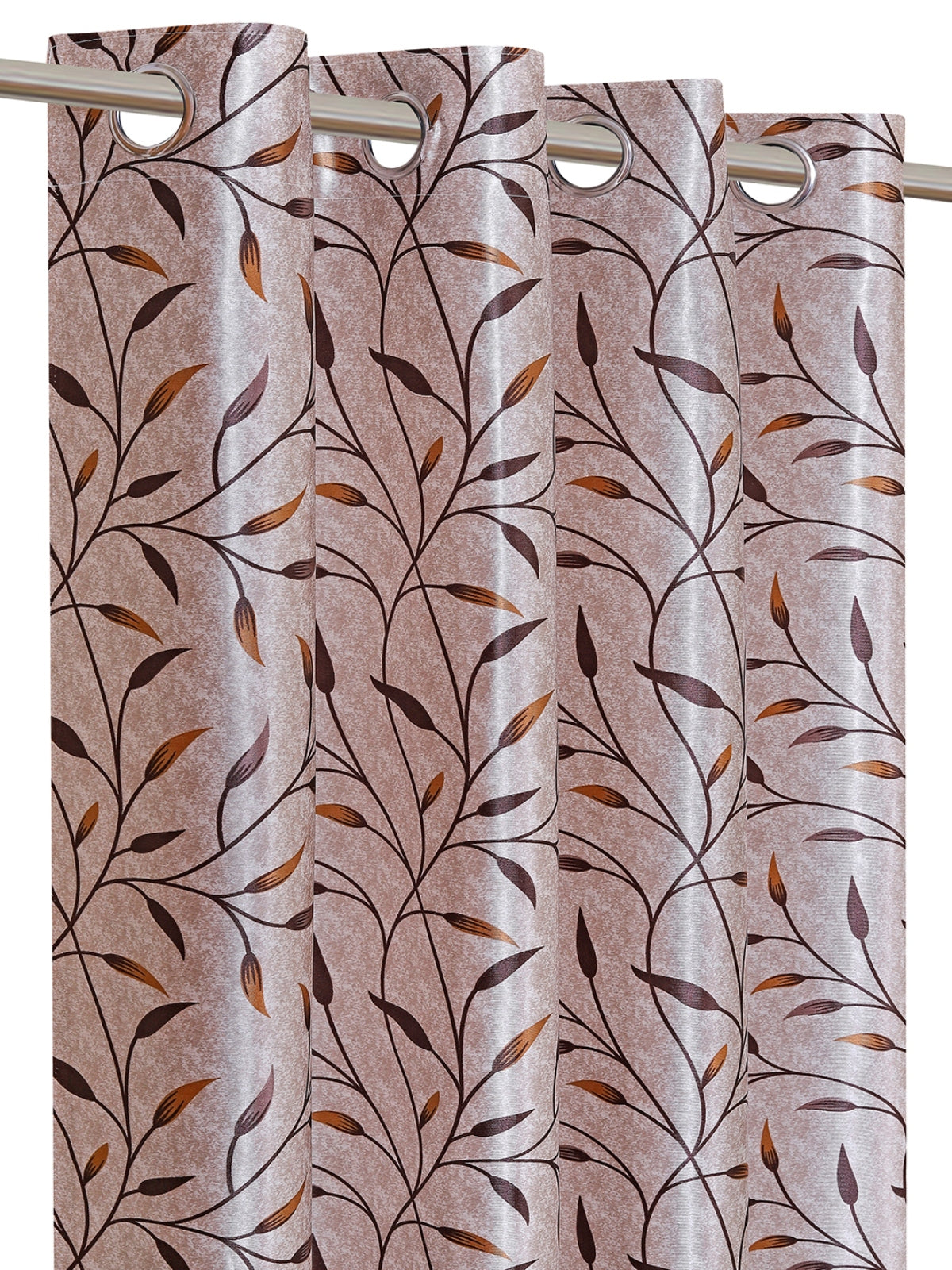 Romee Beige Leafy Patterned Set of 2 Door Curtains