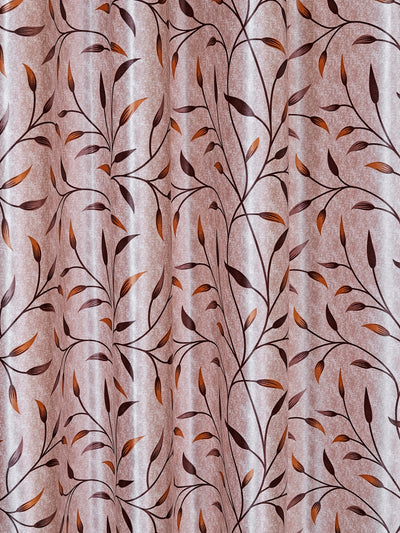 Romee Beige Leafy Patterned Set of 2 Door Curtains