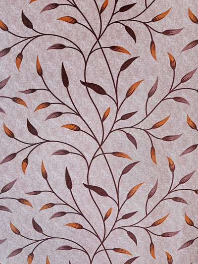 Romee Beige Leafy Patterned Set of 2 Door Curtains