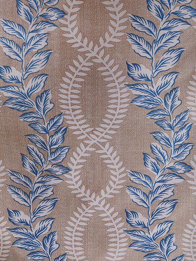 Romee Beige & Blue Floral Patterned Set of 2 Door Curtains