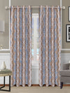 Romee Beige & Blue Floral Patterned Set of 2 Door Curtains