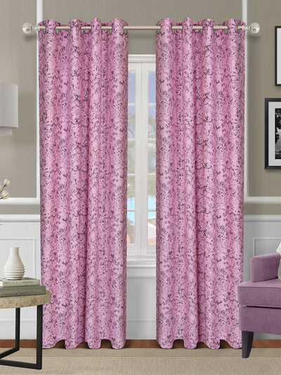 Romee Pink Texture Patterned Set of 2 Door Curtains