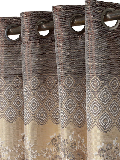 Romee Brown & Beige Floral Patterned Set of 1 Door Curtains