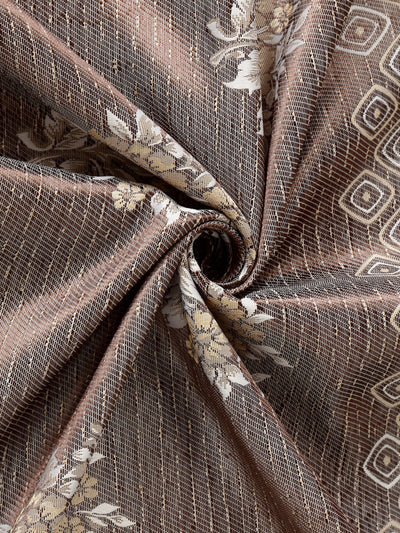 Romee Brown & Beige Floral Patterned Set of 1 Door Curtains