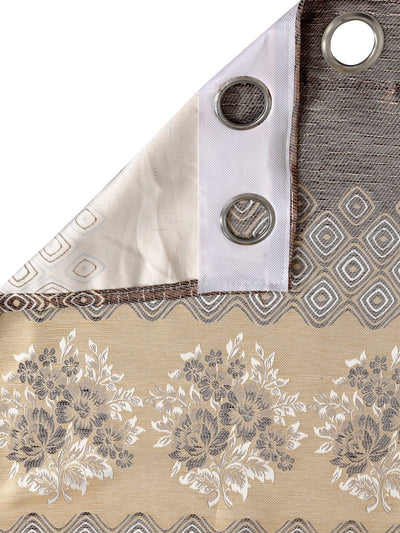 Romee Brown & Beige Floral Patterned Set of 1 Door Curtains