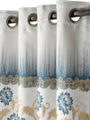 Romee Blue & White Floral Patterned Set of 1 Door Curtains