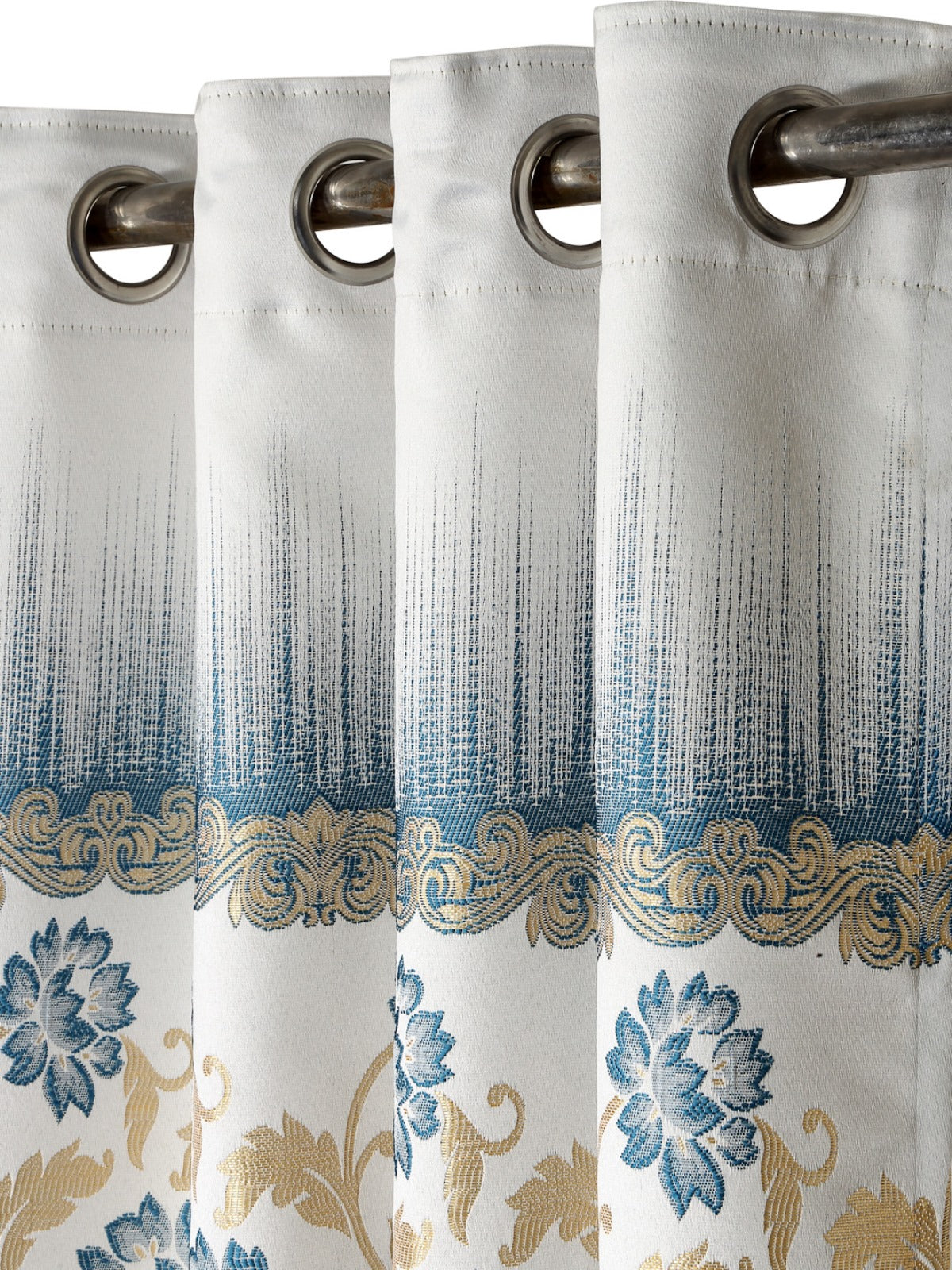 Romee Blue & White Floral Patterned Set of 1 Door Curtains