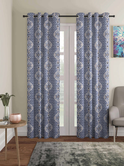 Romee Blue Ethnic Motifs Patterned Set of 2 Door Curtains
