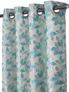 Romee Turquoise & Silver Leafy Patterned Set of 2 Door Curtains