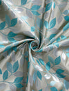 Romee Turquoise & Silver Leafy Patterned Set of 2 Door Curtains