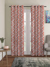 Romee Orange & Beige Leafy Patterned Set of 2 Door Curtains