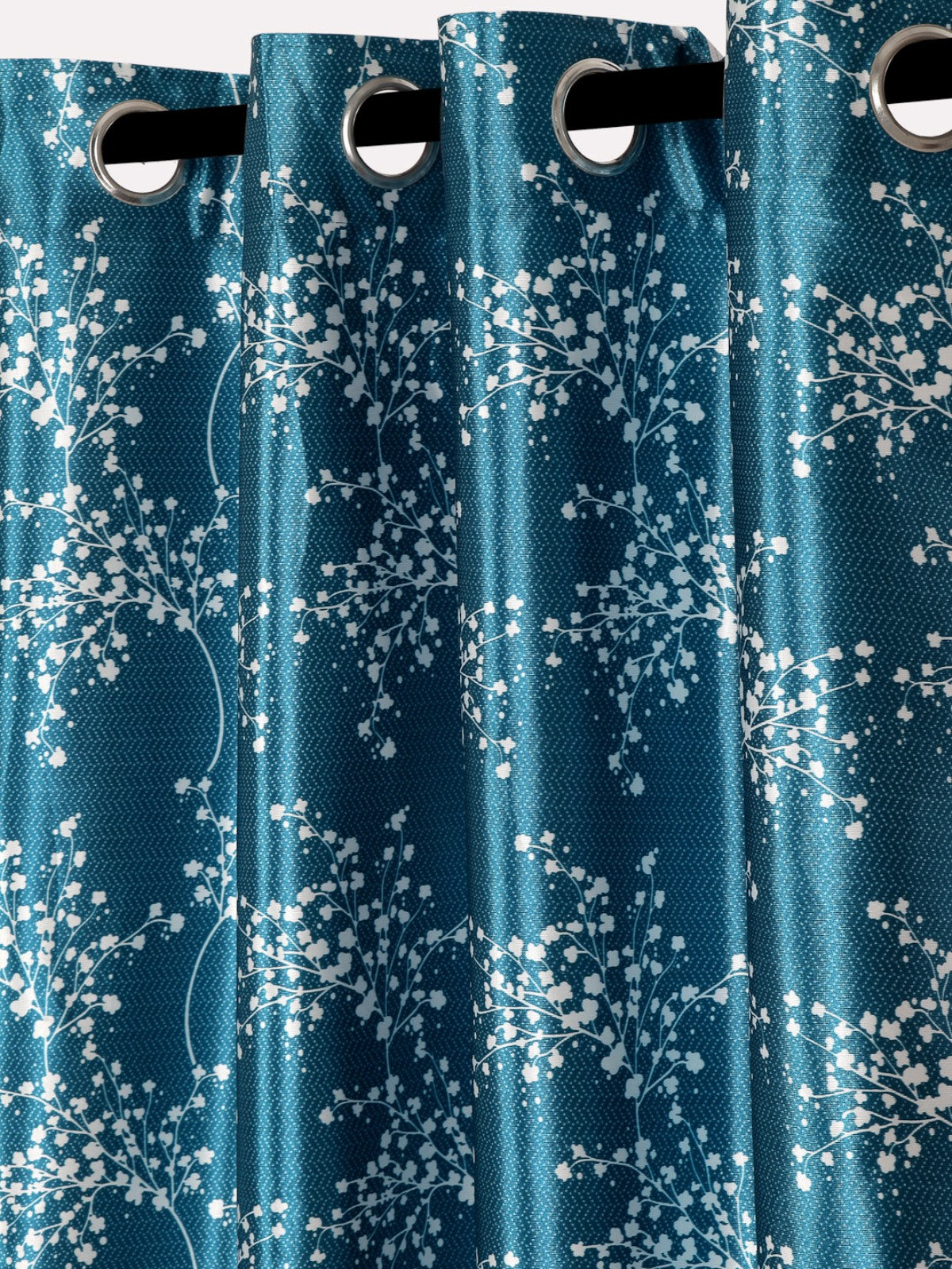 Romee Blue Floral Patterned Set of 2 Door Curtains