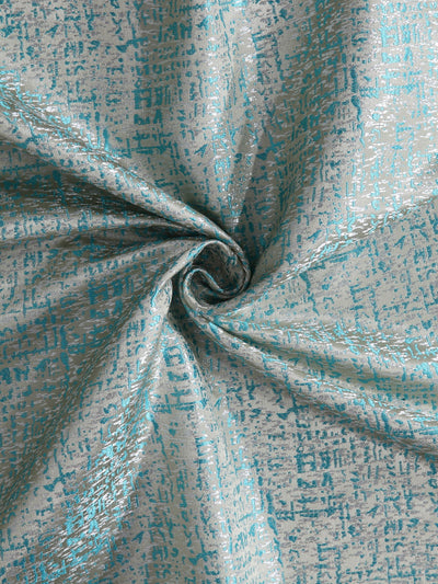 Romee Turquoise & Silver Texture Patterned Set of 2 Door Curtains