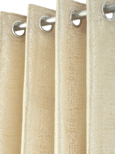 Romee Cream Texture Patterned Set of 2 Door Curtains