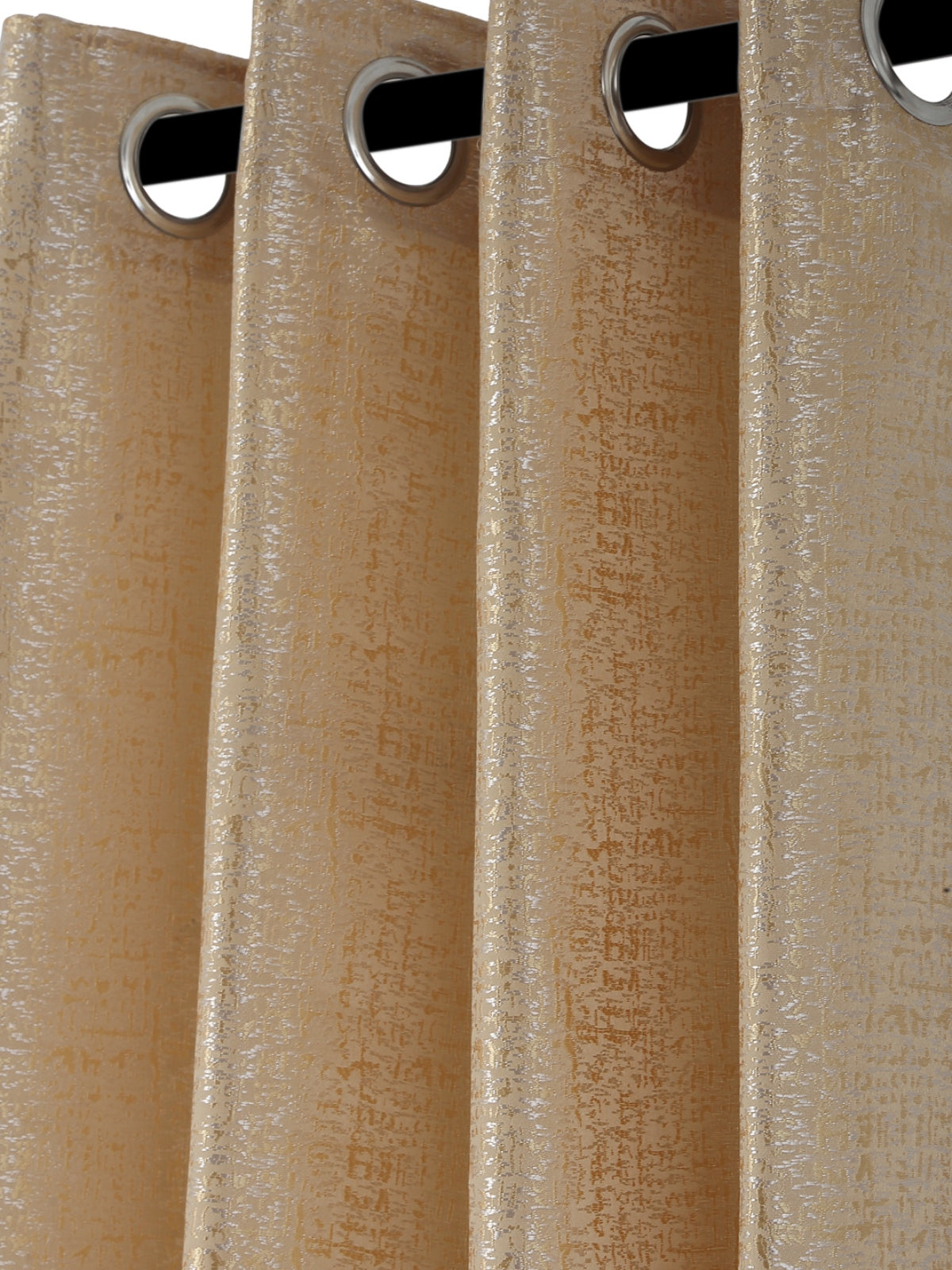 Romee Gold Texture Patterned Set of 2 Door Curtains