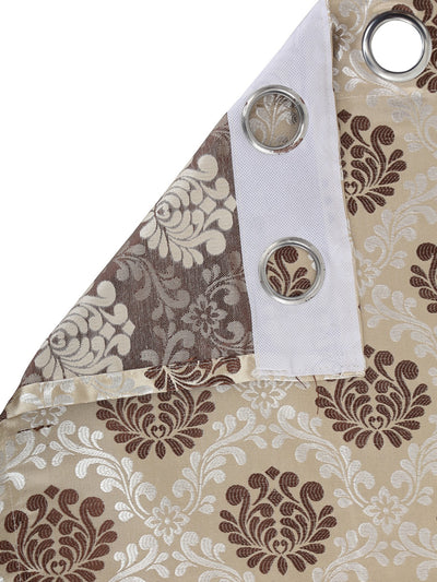 Romee Brown & Beige Ethnic Motifs Patterned Set of 2 Door Curtains