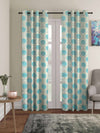 Romee Turquoise & Silver Ethnic Motifs Patterned Set of 2 Door Curtains