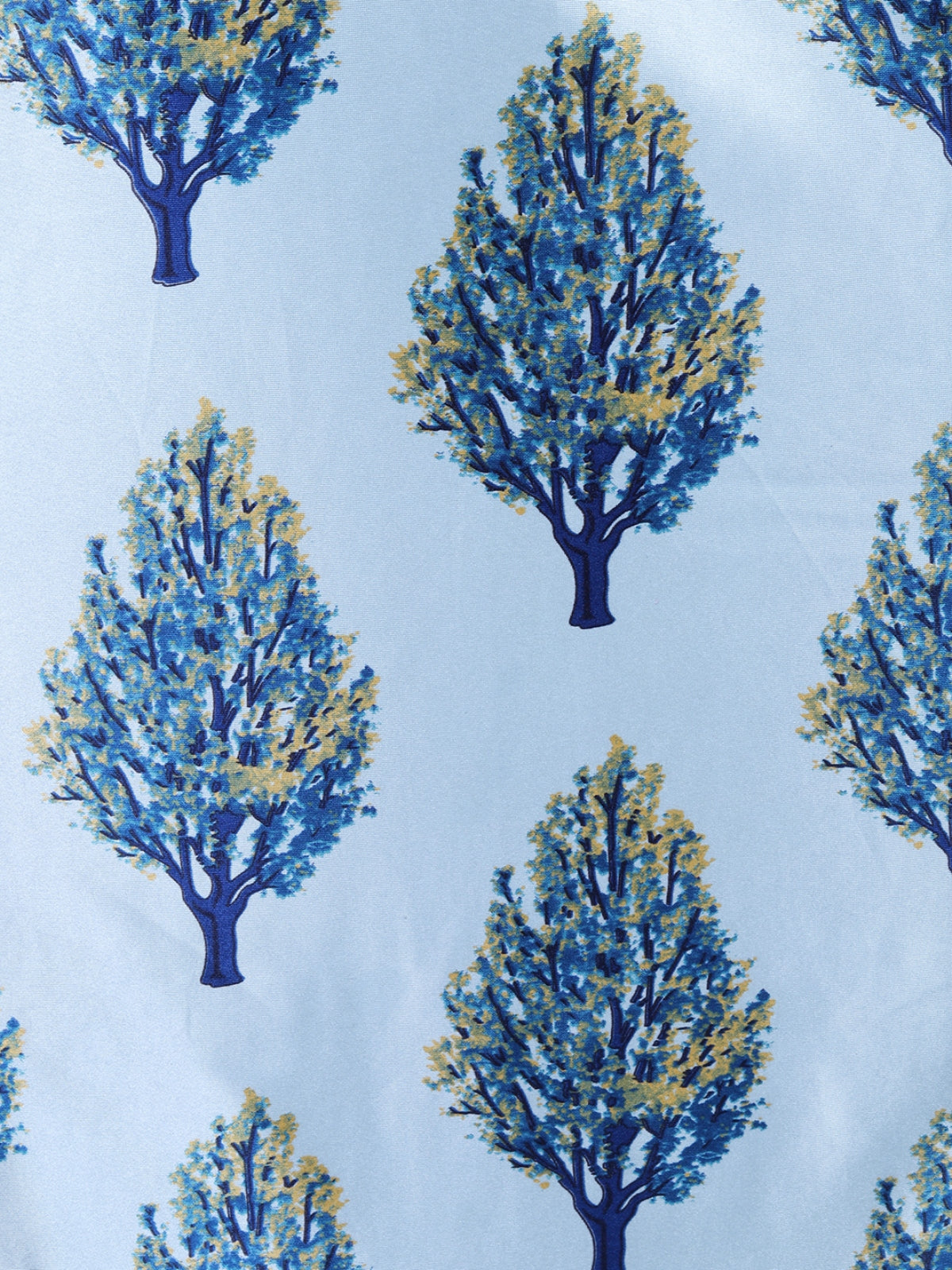 Romee Sky Blue Tree Patterned Set of 2 Long Door Curtains