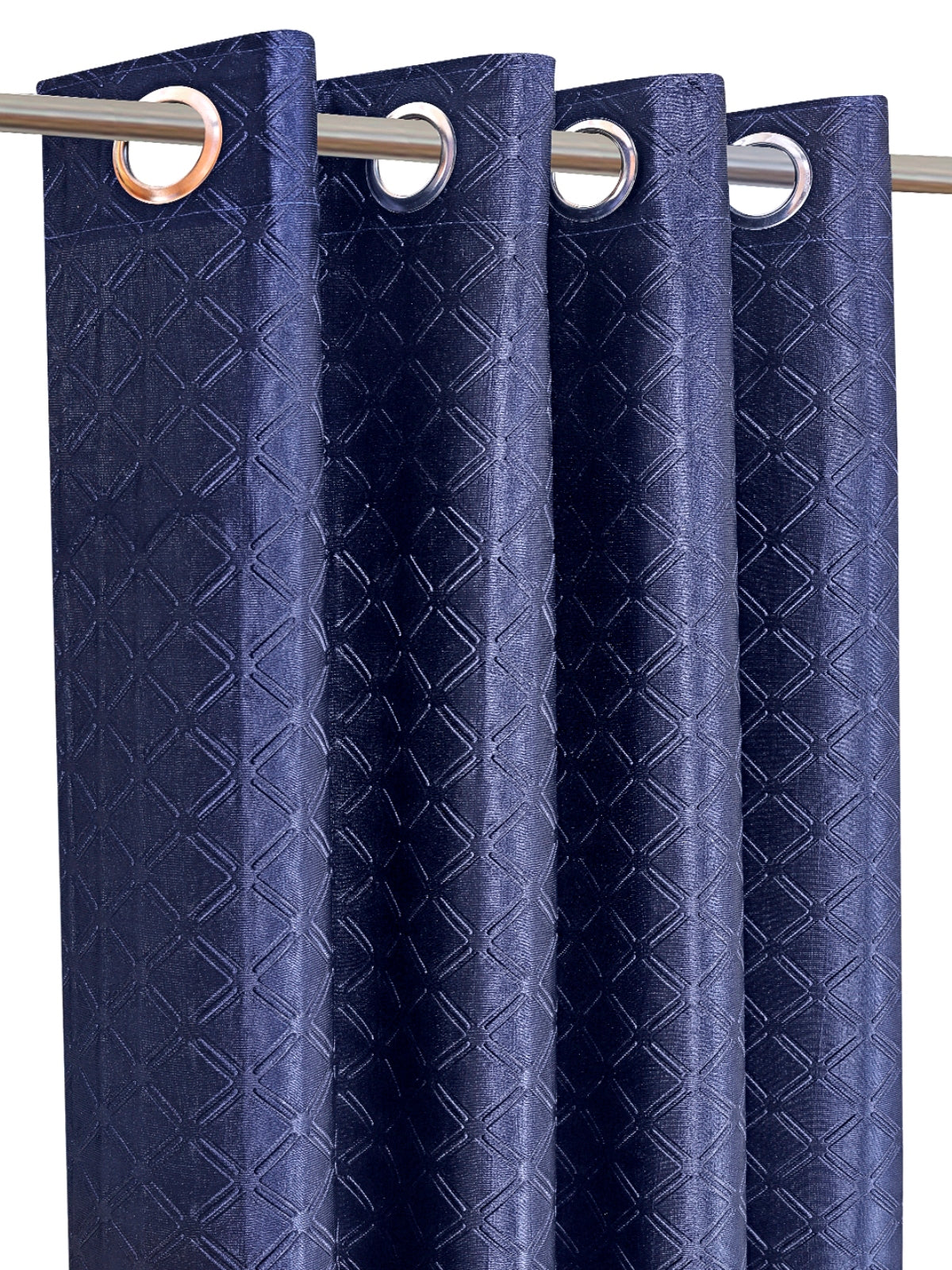 Romee Royal Blue Geometric Patterned Set of 2 Long Door Curtains