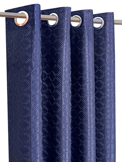 Romee Royal Blue Geometric Patterned Set of 2 Long Door Curtains
