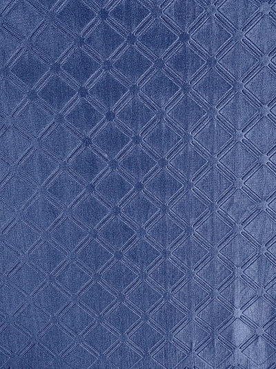 Romee Royal Blue Geometric Patterned Set of 2 Long Door Curtains