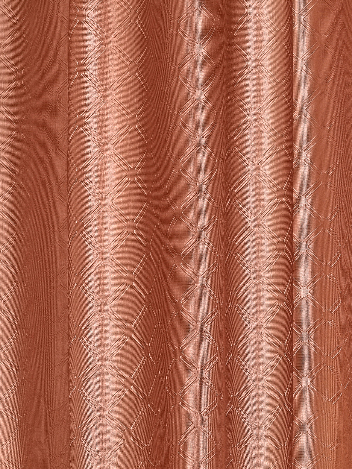 Romee Orange Geometric Patterned Set of 2 Long Door Curtains
