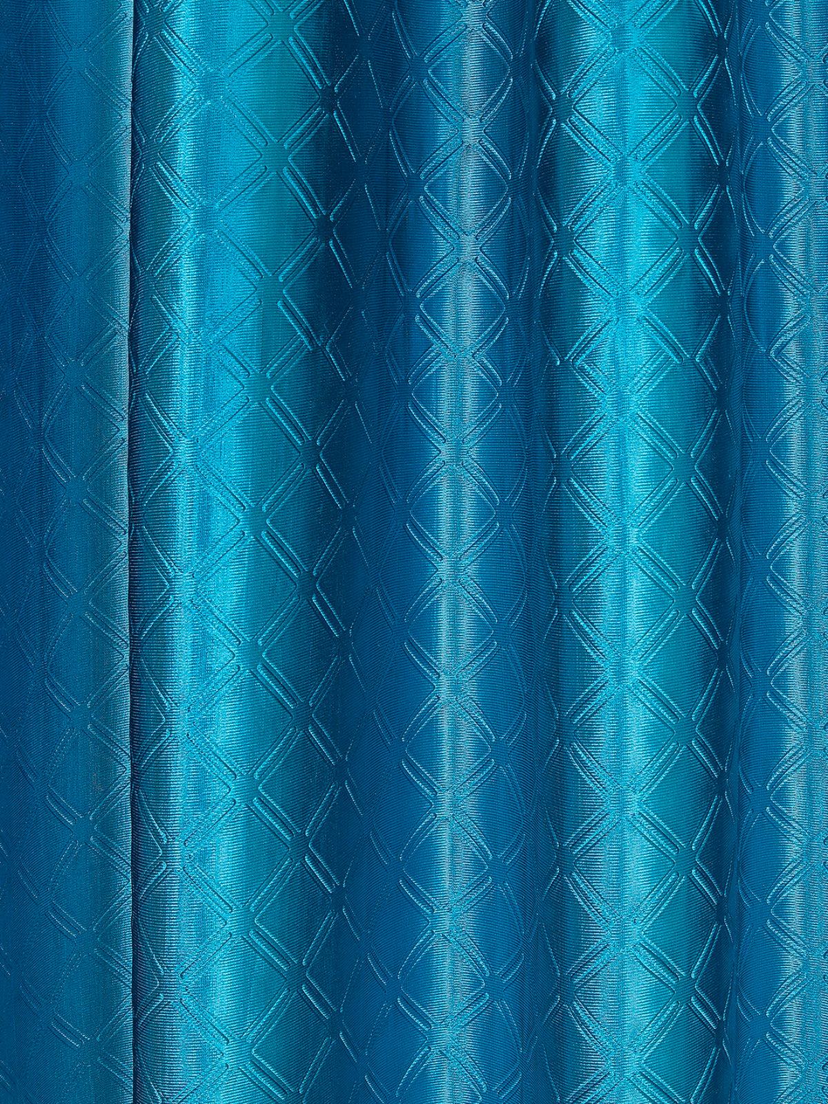 Romee Turquoise Blue Geometric Patterned Set of 2 Long Door Curtains