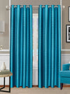 Romee Turquoise Blue Geometric Patterned Set of 2 Long Door Curtains