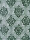 Romee Teal Green Damask Patterned Set of 2 Long Door Curtains