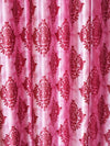 Romee Pink Damask Patterned Set of 2 Long Door Curtains