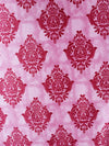 Romee Pink Damask Patterned Set of 2 Long Door Curtains