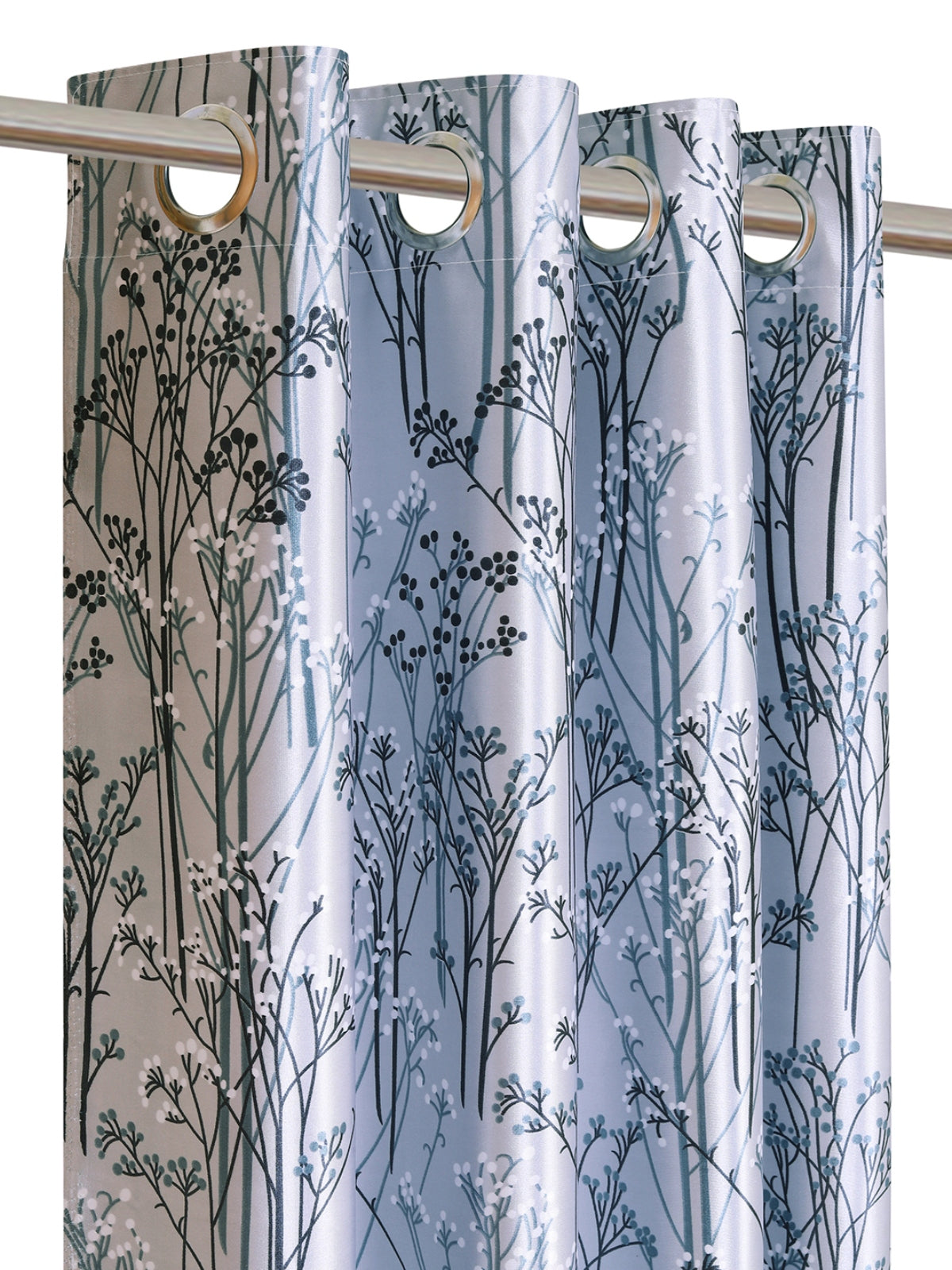 Romee Blue & Off White Leafy Patterned Set of 2 Long Door Curtains