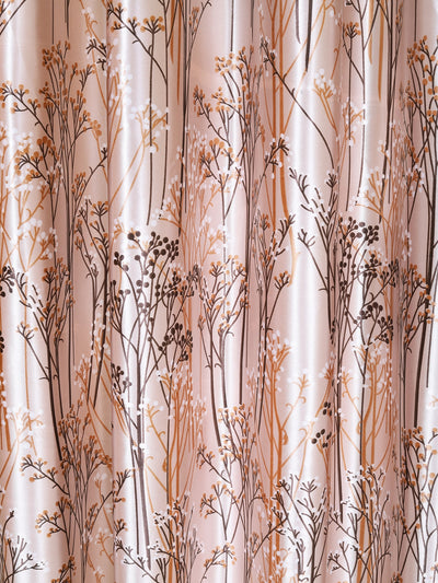 Romee Beige Leafy Patterned Set of 2 Long Door Curtains