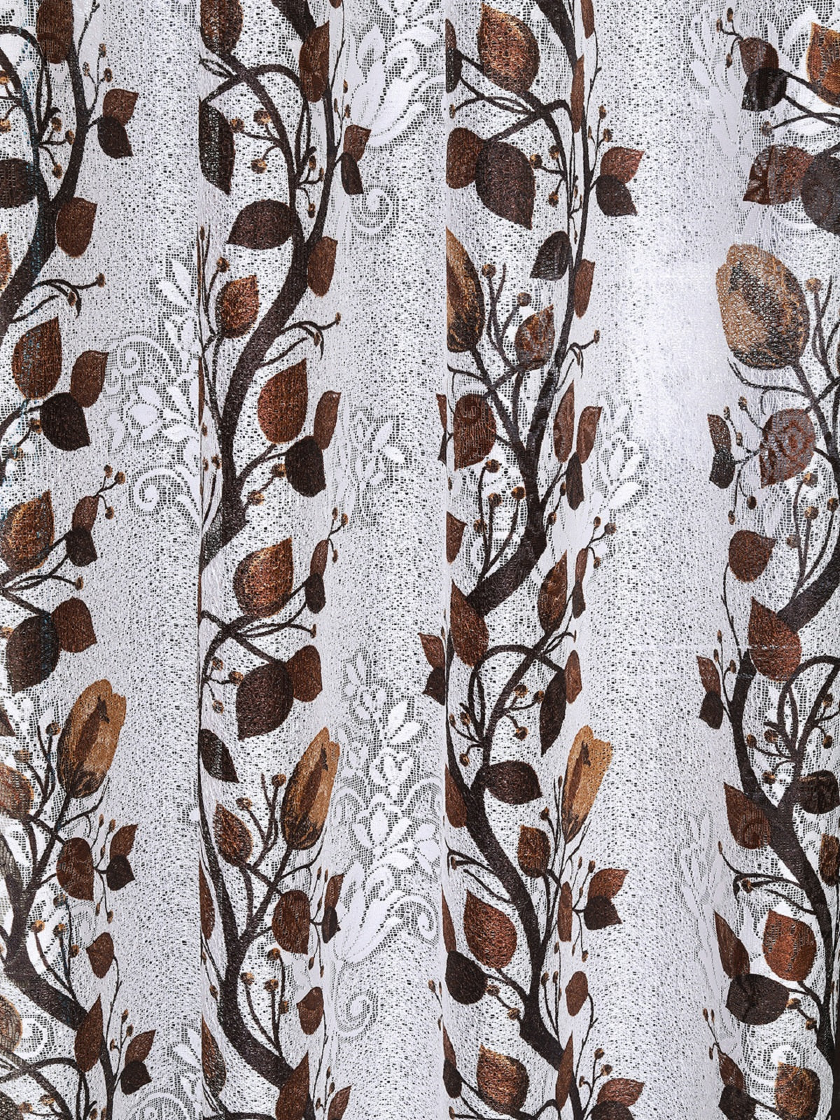 Romee Brown & Off White Floral Patterned Set of 2 Long Door Curtains