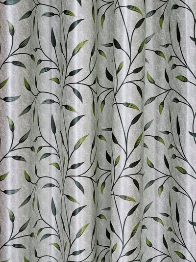 Romee Green Leafy Patterned Set of 2 Long Door Curtains