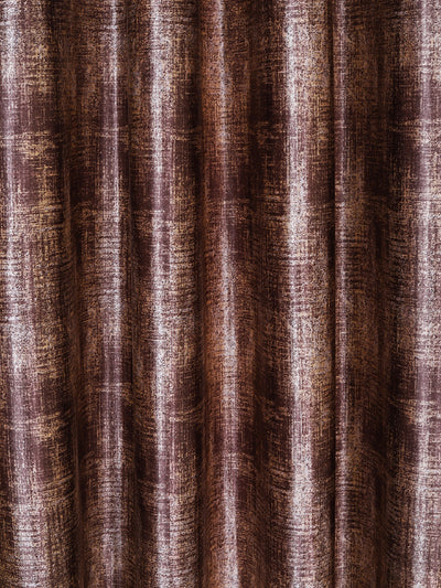 Romee Brown Texture Patterned Set of 2 Long Door Curtains