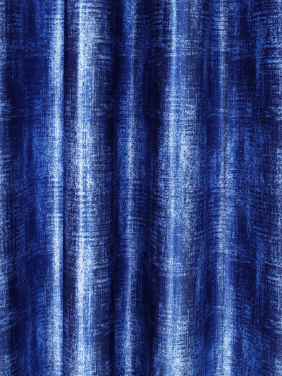 Romee Blue Texture Patterned Set of 2 Long Door Curtains