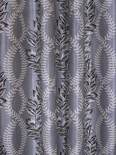 Romee Grey Floral Patterned Set of 2 Long Door Curtains