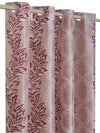 Romee Beige & Maroon Floral Patterned Set of 2 Long Door Curtains