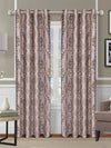 Romee Beige & Brown Floral Patterned Set of 2 Long Door Curtains