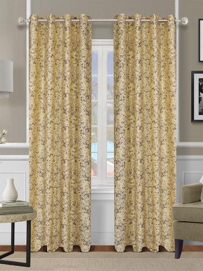 Romee Yellow Texture Patterned Set of 2 Long Door Curtains
