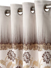 Brown & White Set of 1 Floral Room Darkening Long Door Curtain